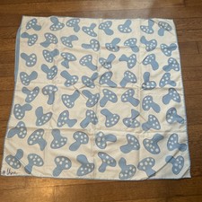 VTG Vera Neumann Scarf Blue Mushrooms Polkadots Nylon Japan Rolled Edges Ladybug