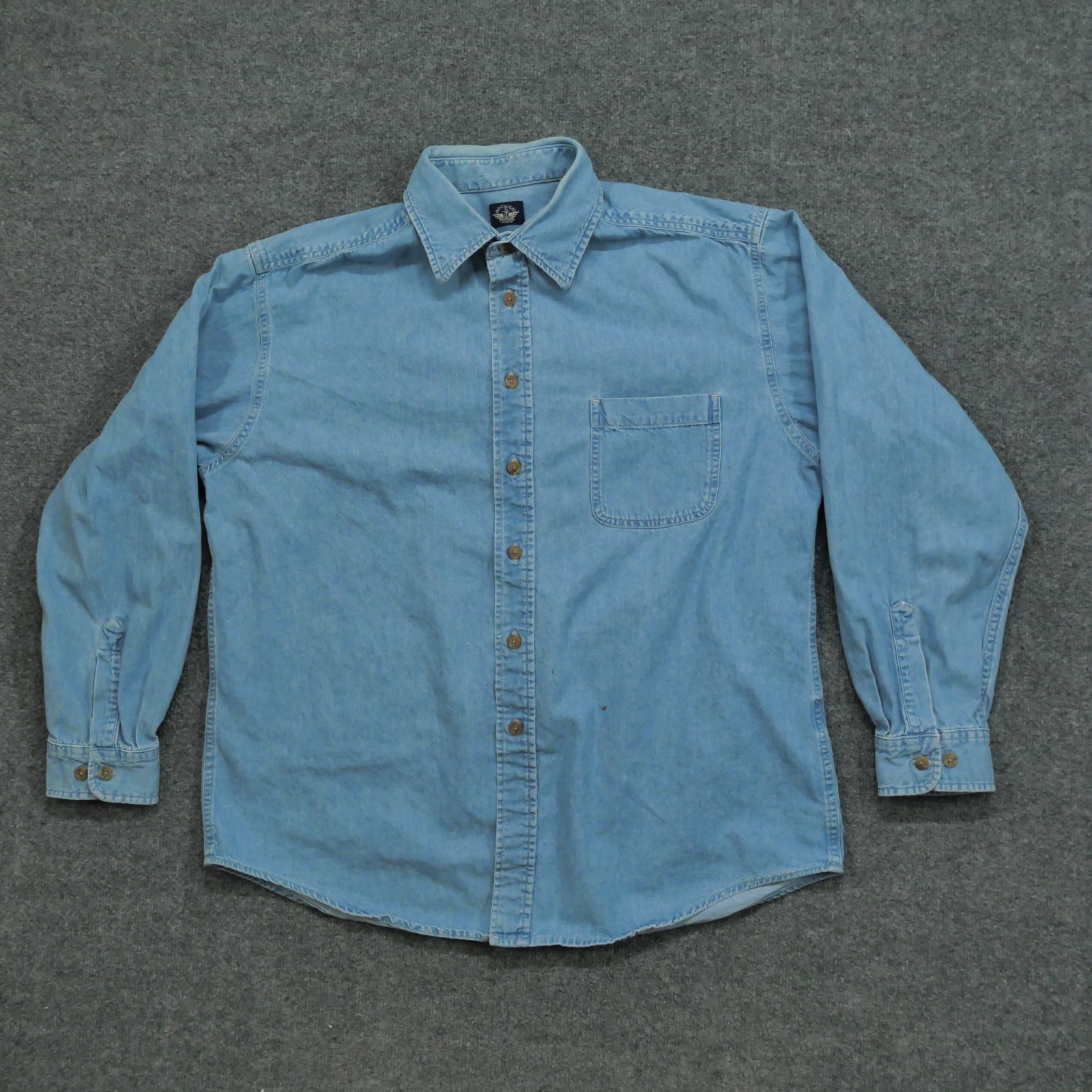 S Xl Blue Denim Button Up Long Sleeve