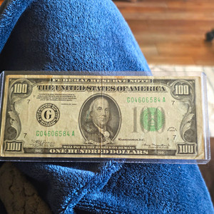 1934 $100 Federal Reserve Note Light Green Seal No Letter - Uncertified