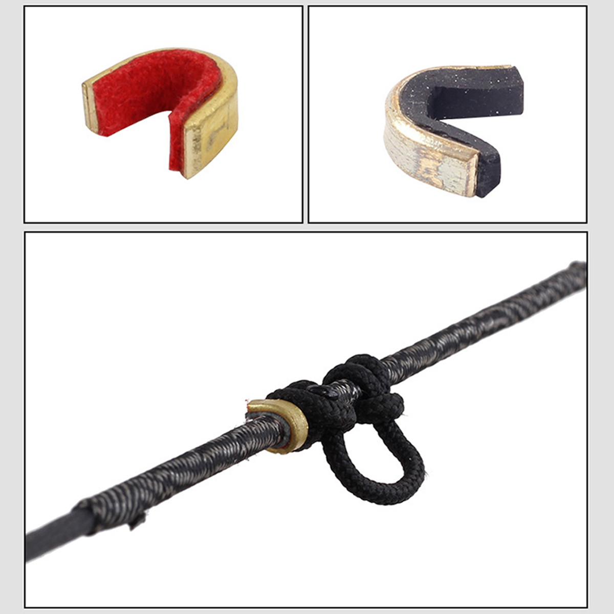 20Pcs Archery Anti-Slip Copper Bow String Nock Points Bow String Buckle Black