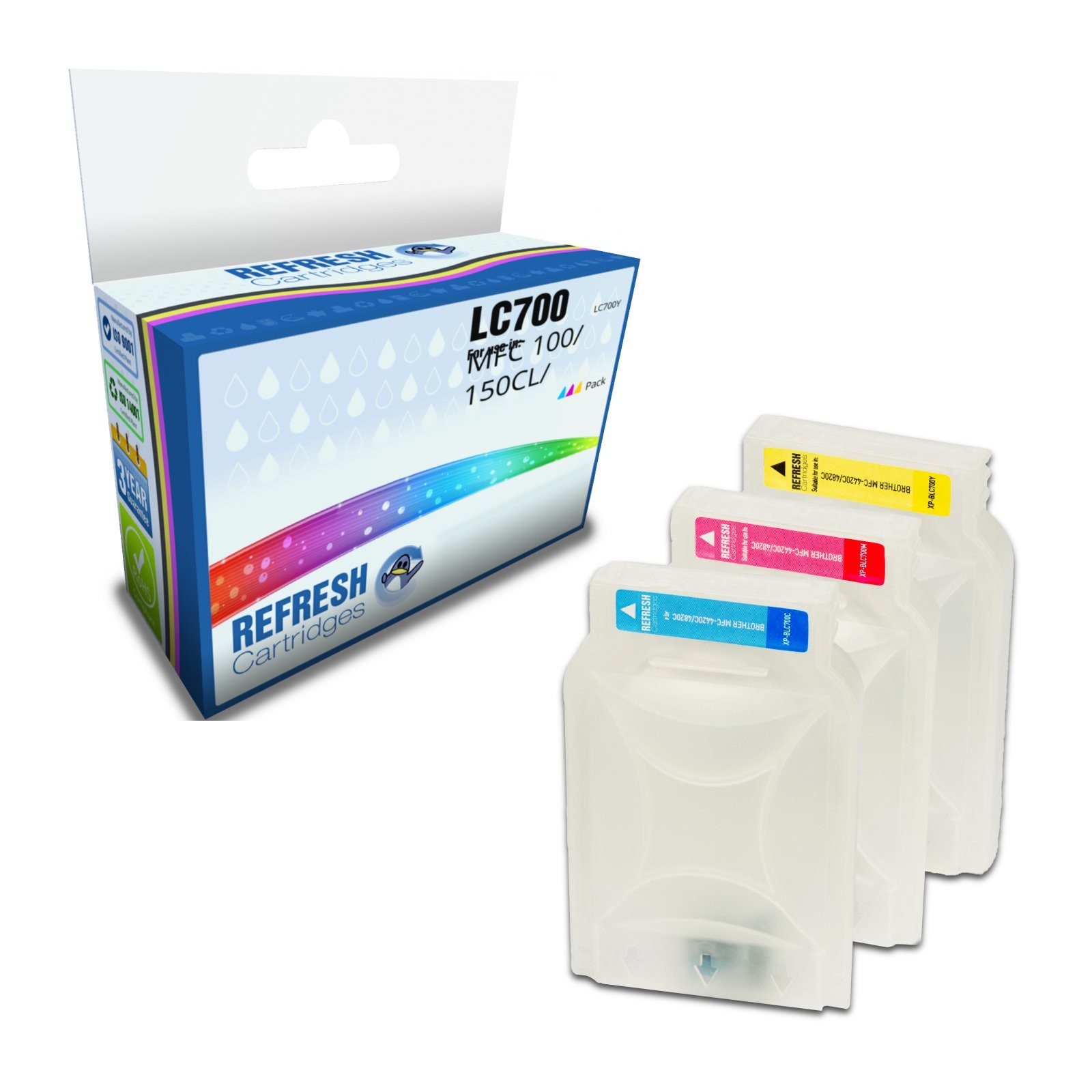 Refresh Cartridges 3 Colour Pack LC700 Ink Compatible With Brother Printers