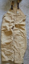 Carhartt Quilted Duck Bib Overalls Brown Red Lining USA Made Workwear Men  s