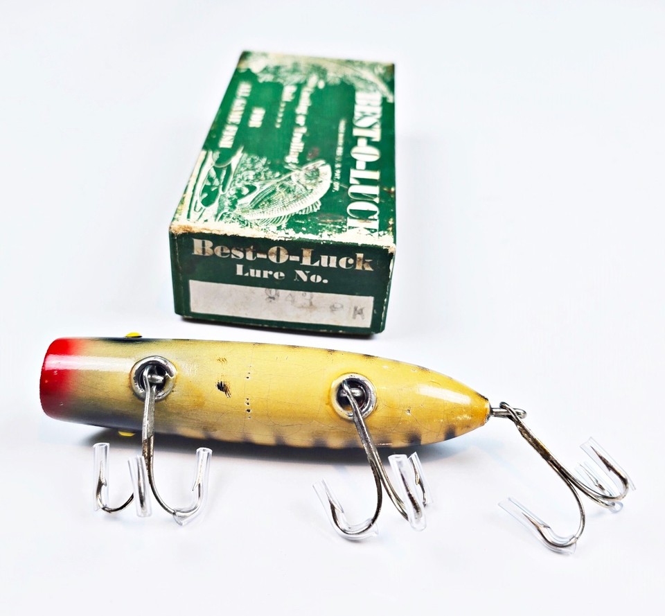 Leurre Crankbait Vintage South Bend Best-O-Luck #918 – Années 1930, Bois D'origine