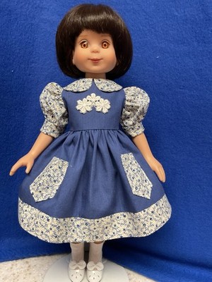Blue & White Print & Solid Blue Dress For 14 Inch Betsy McCall Or Little Darling