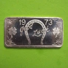 1973 GOOD LUCK 1 Oz. Silver Art Bar - Horseshe & Shamrocks - Great Lakes Mint