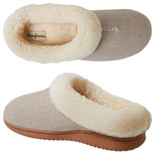 Dearfoams Womens Memory Foam Clog Slippers Oatmeal Heather Small 5-6 NEW