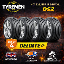 4 X New 225/45R17 94W DELINTE  2254517 225 45 17 HIGH PERFORMANCE M+S B 🌧️ + B⛽