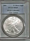2004 $1 American Silver Eagle PCGS MS69 Collectors Club Edition