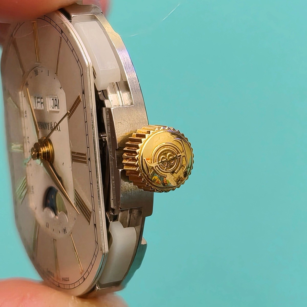 RARE Tiffany & Co. Mark Coupe Automatic Day Date Moonphase 18k SS Dial Movement RARE Tiffany & Co. Mark Coupe Automatic Day Date Moonphase  main image 3