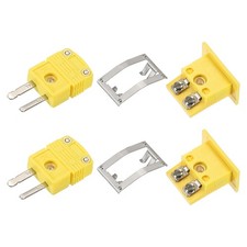 K Type Thermocouple Wire Connectors Male Plug with Panel Mount Mini Socket 2 Set