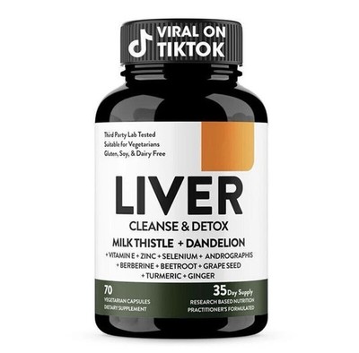 Liver Cleanse Detox 70 Caps Milk Thistle Dandelion Digestive Health Made in USA