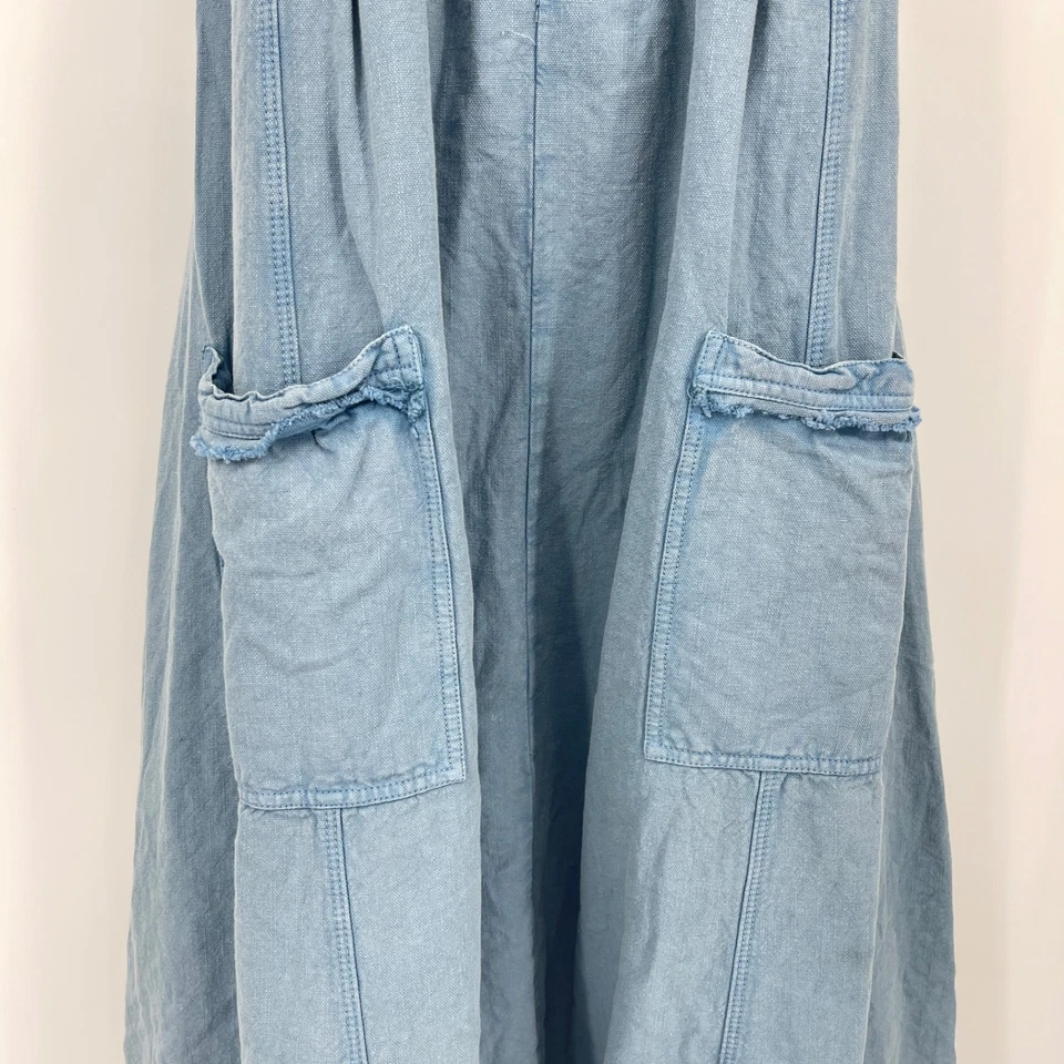 Vestido PILCRO Denim Manga Acampanada Sol Azul Bolsillos Cottagecore Anthro Mujer M Foto 3 de 4