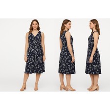 NWT 41 Hawthorn Dress Womens Blue Large Blue Floral Faux Wrap Belted Sleeveless