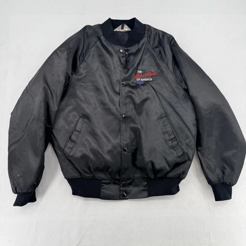 Vintage Chevrolet The Heartbeat Of America Satin  Black Jacket WestArk Size L - product listing photo