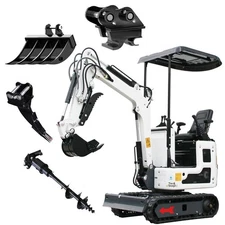 Mini Excavator 1Ton Pilot System Diggers B&S Engine with Attachments Auger Drill
