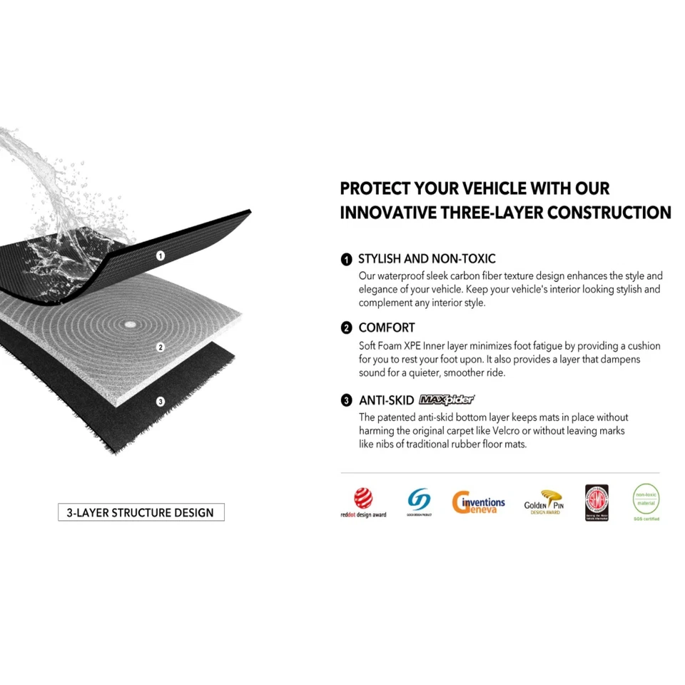 3D MAXpider Custom Fit Kagu Black 1st Row Floor Liners for Audi A6 S6 A7 Sedan Foto 4 de 4