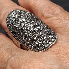 STERLING Silver 925 Pave Marcasite Oval Ring. 16.573