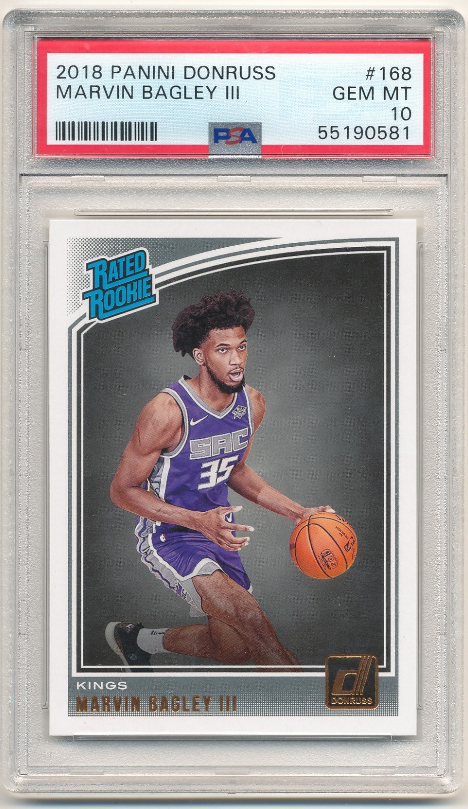 2018 PANINI DONRUSS #168 MARVIN BAGLEY III PSA 10 SACRAMENTO KINGS