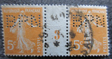 FRANCE timbre SEMEUSE millésime 3 oblitéré perforé BPN (froissé) lot OB110 11