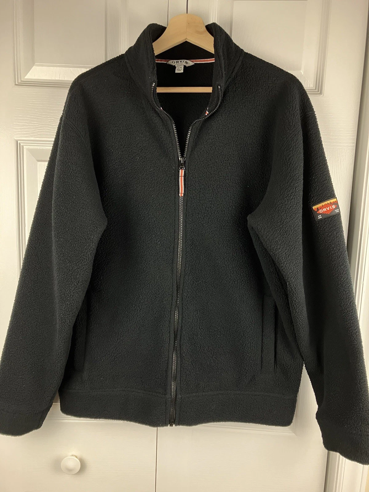 ORVIS Men's M Fleece Jacket Black Full Zip Pockets