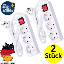 3 Fach Steckdose Steckdosenleiste Dreifachstecker Schalter Schuko 2 Stk. 3er-848