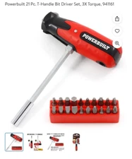 Powerbuilt T-Handle Bit Driver Set 21 pc 3X Torque Screwdriver