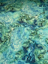 Timeless Treasures NATURES GLOW Abstract Marble Cotton Fabric #2154 on Aqua