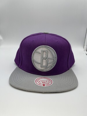 Brooklyn Nets Mitchell & Ness Snapback Hat Purple & Gray Cap NWT