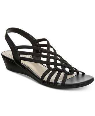 Impo Women's Roma Stretch Slingback Wedge Sandal Size 6M Black | eBay