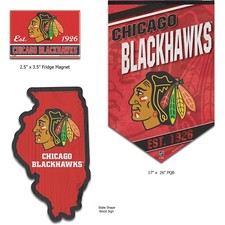 Chicago Blackhawks NHL Game Room Fan Cave Wall Decor  Magnet 3 Piece Set New