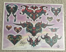 Tattoo Studio Shop Flash Single By David Bollt Eyes Hearts Love 11X14" Print