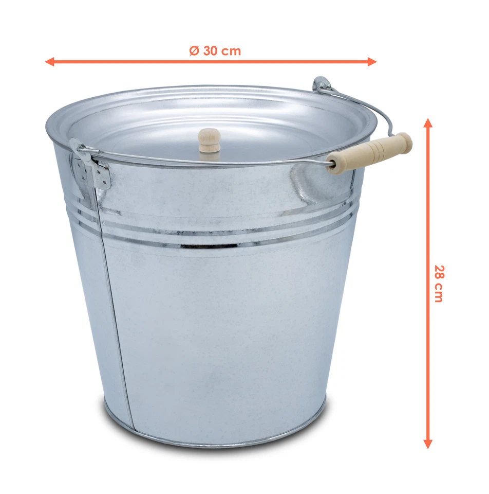 Zinkeimer mit Deckel 12 Liter - Ascheeimer Blech Eimer Pflanzkübel Blumenkübel - Bild 2 von 4