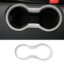 Central Console Gear Water Cup Cover 2PCS For Ford Mustang 2015-23 Bright White