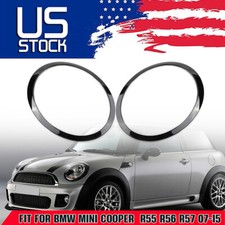 2x Black Headlight Trim Ring Bezel fits for Mini Cooper R55 R56 R57 R58 2007-15.