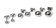 Hypoallergenic Ball Stud Earrings Surgical Steel 3 Pairs 7, 6, and 4 mm 1 Price