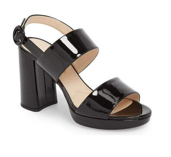 PRADA Slingback Platform Strappy Sandals 95mm Black Patent PRADA Slingback Platform Strappy Sandals 95mm Black Patent