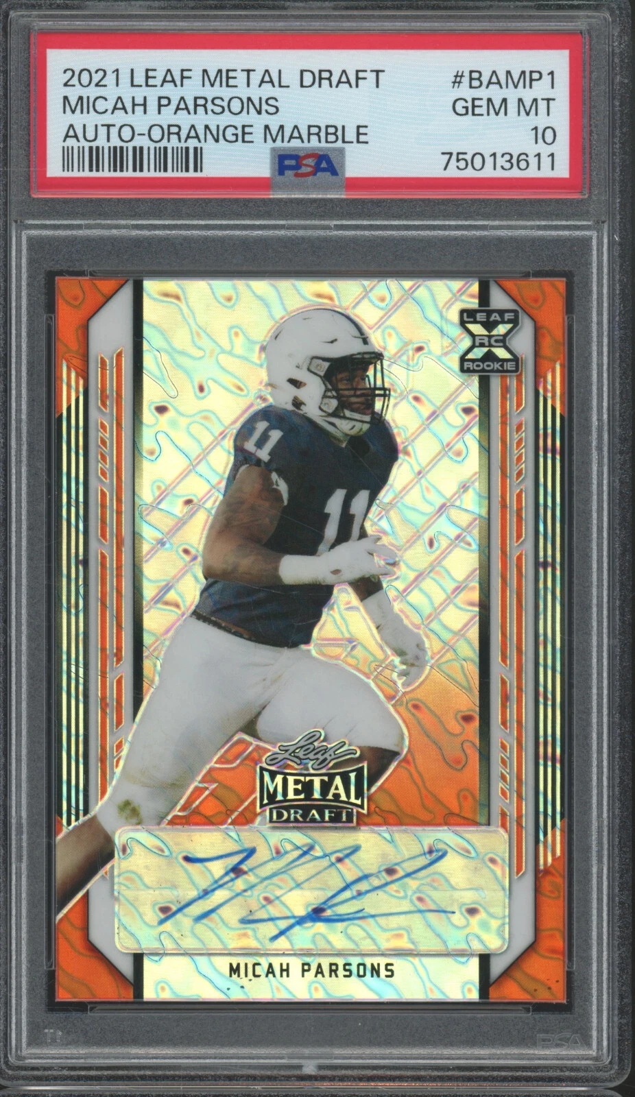 Micah Parsons Leaf Metal Draft Autographs #BAMP1 Blue Marble