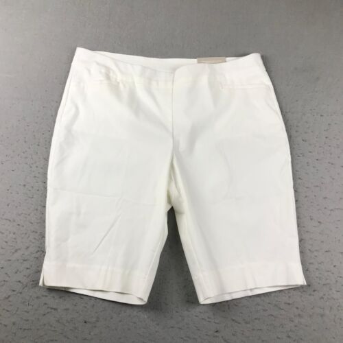 Chicos Shorts Womens 18P White Size 3.5P Flat Front Slim Chino NWT