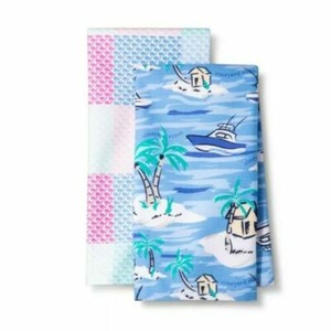 Vineyard Vines For Target Nwt Kitchen Towel Set Of 2 Island And Boats Ebay