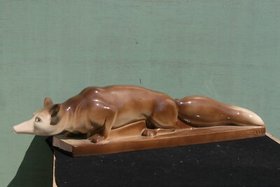 Tierfigur Fuchs aus Fayence gemarkt Lemanceau.**