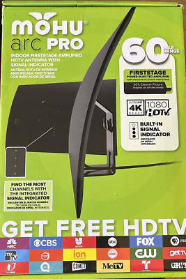 New Mohu - Arc Pro Indoor Amplified HDTV Antenna 60-Mile Range - Black