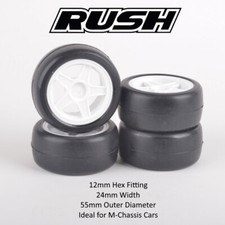 Rush M-Chassis Tyres Pre-Glued 40/36/30/24 Tamiya M05 M07 MTC 12mm Hex (4-Pack)