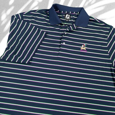 FootJoy Golf Polo Shirt XL Bala South Carolina Embroidered Blue Striped