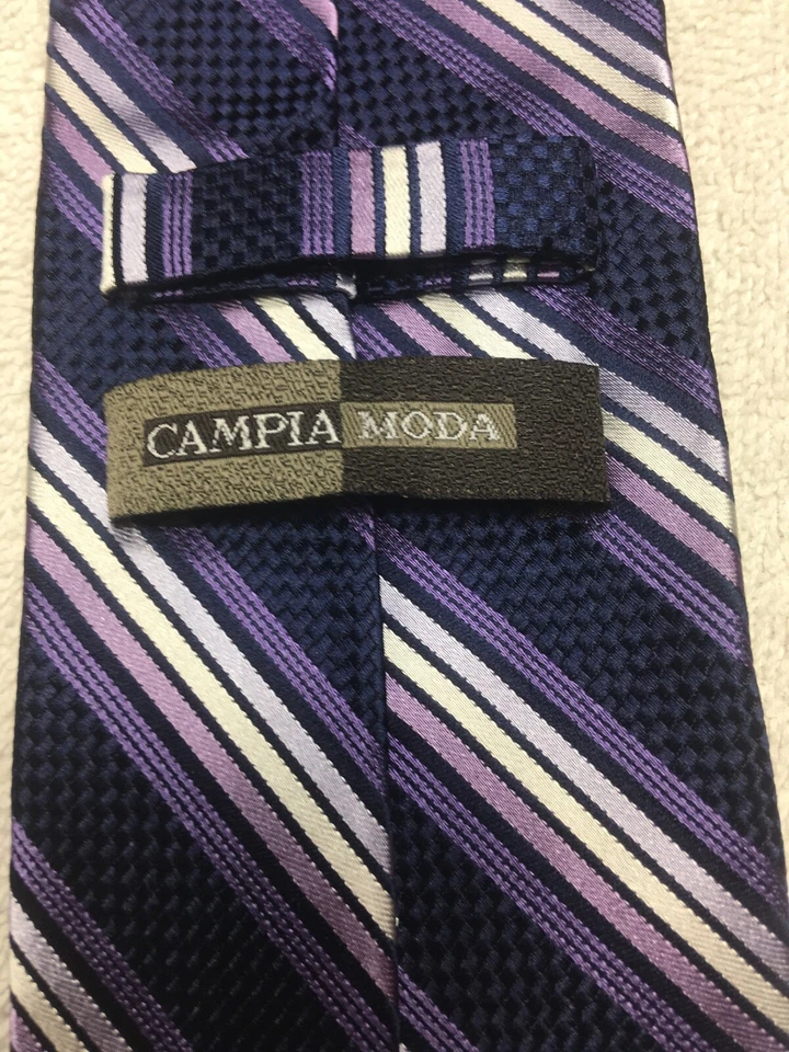 CORBATA CAMPIA MODA HOMBRE MORADO Y AZUL MARINO RAYAS 3,5 X 60 Foto 4 de 4