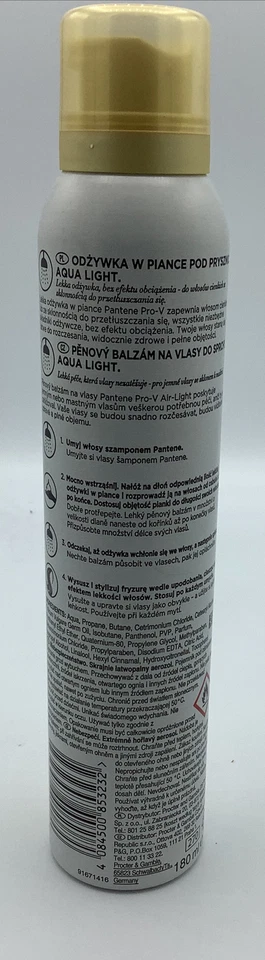 Pantene Pro-v Espuma Acondicionador Aqua Light para Cabello Fino 180ml (6oz) Foto 2 de 3