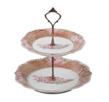 2 Tier Porcelain Cake Stand Afternoon Tea Wedding Plates Party Tableware Floral