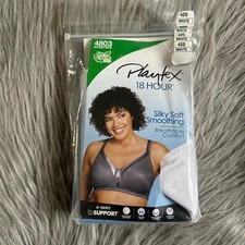 Playtex 18 Hour Silky Soft Smoothing Wireless Bra Womens Size 42D White