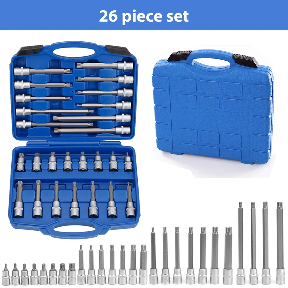 INNEN VIELZAHN STECKSCHLÜSSEL-SATZ 1/2 ZOLL12-KANT STECK-NÜSSE 26-TEILIG - Bild 2 von 4