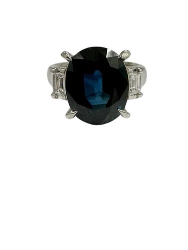 GIA Certified 5.70 ctw Unheated Blue Sapphire & Diamond Accents Platinum Ring