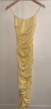 Oh Polly Yellow Ruched Midi Dress   U.K. 6